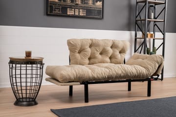Jenica 2-seter Utklappbar Sovesofa i Stoff med Metallben - Beige - Møbler - Sofaer - Sovesofaer