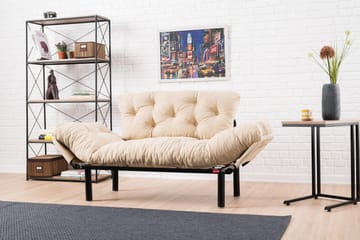 Jenica 2-seter Utklappbar Sovesofa i Stoff med Metallben - Beige - Møbler - Sofaer - Sovesofaer