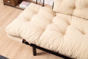 Jenica 2-seter Utklappbar Sovesofa i Stoff med Metallben - Beige - Møbler - Sofaer - Sovesofaer