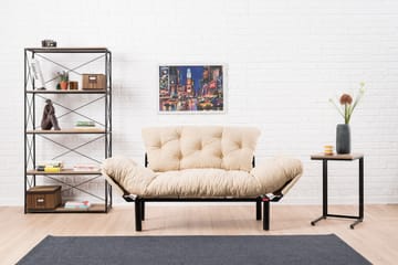Jenica 2-seter Utklappbar Sovesofa i Stoff med Metallben - Beige - Møbler - Sofaer - Sovesofaer