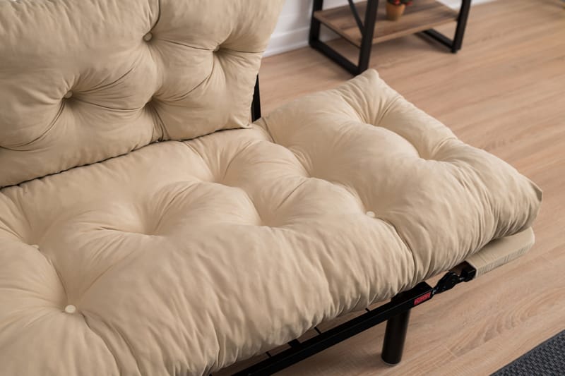 Jenica 2-seter Utklappbar Sovesofa i Stoff med Metallben - Beige - Møbler - Sofaer - Sovesofaer
