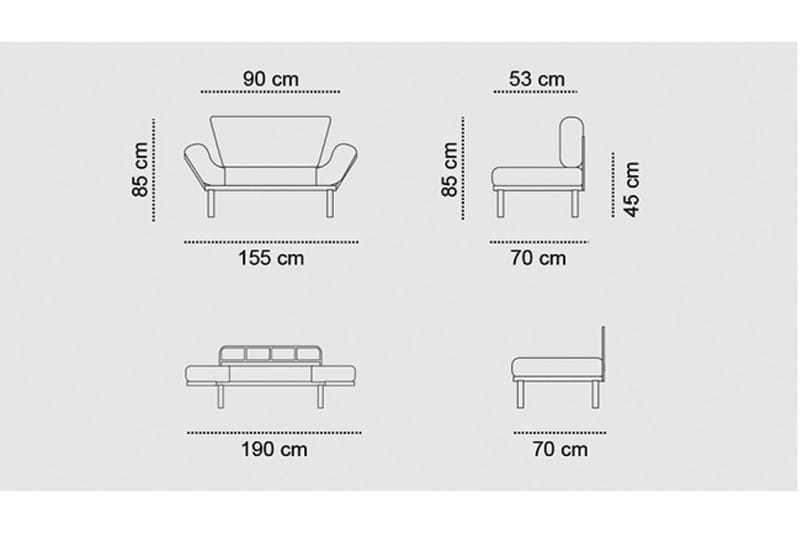 Jenica Sovesofa 2-seter - Grå - Møbler - Sofaer - Sovesofaer