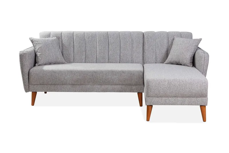 Jenick 3-seter Høyre L-formet Hjørnesovesofa i Stoff, Grå