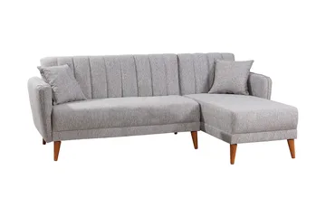 Jenick 3-seter Høyre L-formet Hjørnesovesofa i Stoff - Grå - Møbler - Sofaer - Sovesofaer