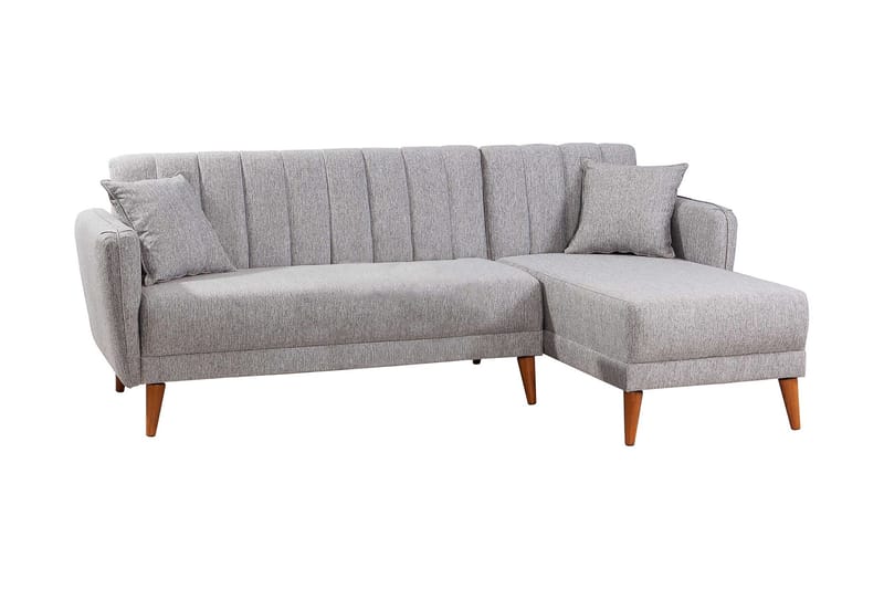 Jenick 3-seter Høyre L-formet Hjørnesovesofa i Stoff - Grå - Møbler - Sofaer - Sovesofaer