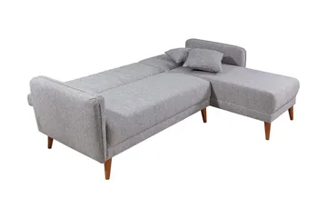 Jenick 3-seter Høyre L-formet Hjørnesovesofa i Stoff - Grå - Møbler - Sofaer - Sovesofaer