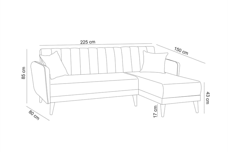 Jenick Hjørnesofa - Mørkeblå - Sovesofaer - Hjørnesovesofa