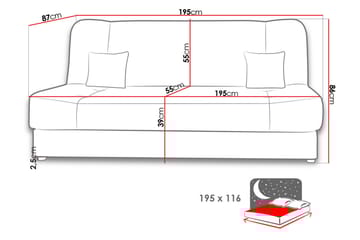Jonas Sovesofa 195x87x86 cm - Møbler - Sofaer - Sovesofaer