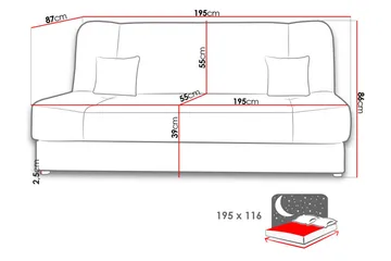Jonas Sovesofa 195x87x86 cm - Møbler - Sofaer - Sovesofaer