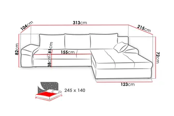 Julissa divansovesofa 313x215x82 cm - Møbler - Sofaer - Sovesofaer