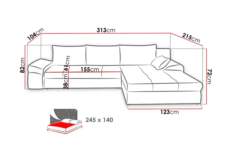 Julissa Hörnsoffa NO_BRAND Idalia 8 - Møbler - Sofaer - Sovesofaer