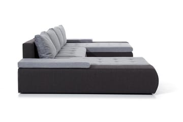 Jurtiga 4-seters U-formet Sovesofa 122x297 cm med Oppbevaring i Stoff - Grå - Møbler - Sofaer - Sovesofaer