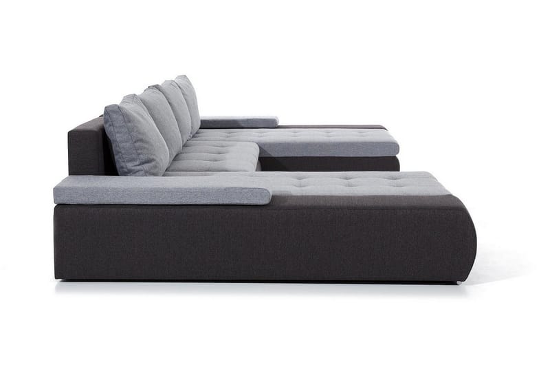 Jurtiga 4-seters U-formet Sovesofa 122x297 cm med Oppbevaring i Stoff - Grå - Møbler - Sofaer - Sovesofaer
