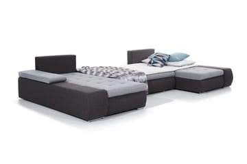 Jurtiga 4-seters U-formet Sovesofa 122x297 cm med Oppbevaring i Stoff - Grå - Møbler - Sofaer - Sovesofaer