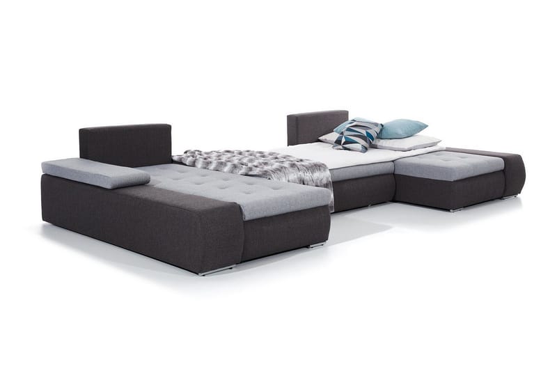 Jurtiga 4-seters U-formet Sovesofa 122x297 cm med Oppbevaring i Stoff - Grå - Møbler - Sofaer - Sovesofaer