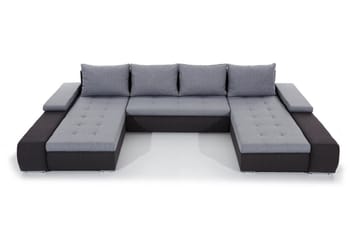 Jurtiga 4-seters U-formet Sovesofa 122x297 cm med Oppbevaring i Stoff - Grå - Møbler - Sofaer - Sovesofaer