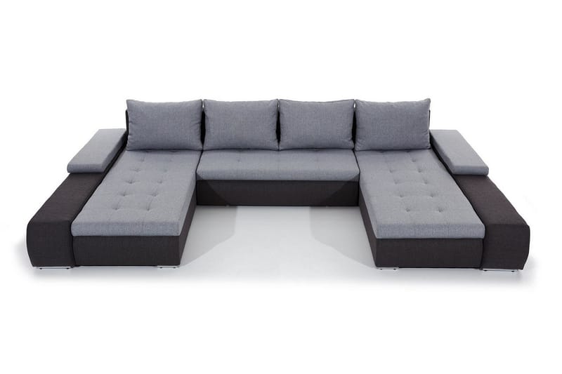 Jurtiga 4-seters U-formet Sovesofa 122x297 cm med Oppbevaring i Stoff - Grå - Møbler - Sofaer - Sovesofaer