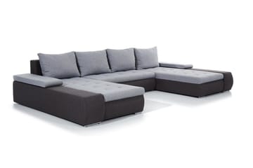 Jurtiga 4-seters U-formet Sovesofa 122x297 cm med Oppbevaring i Stoff - Grå - Møbler - Sofaer - Sovesofaer