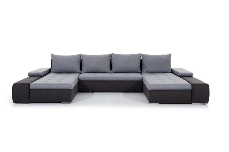 Jurtiga 4-seters U-formet Sovesofa 122x297 cm med Oppbevaring i Stoff - Grå - Møbler - Sofaer - Sovesofaer