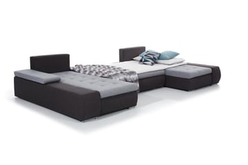 Jurtiga 4-seters U-formet Sovesofa 122x297 cm med Oppbevaring i Stoff - Grå - Møbler - Sofaer - Sovesofaer