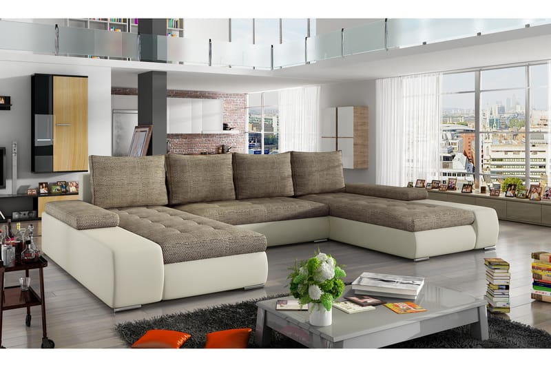Jurtiga Sovesofa med Dobbeldivan - Beige - Møbler - Sofaer - Sovesofaer