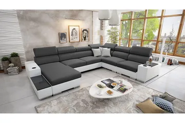 Kahundji Venstre Hjørnesovesofa 127x284 cm med Oppbevaring i Stoff - Antrasitt - Møbler - Sofaer - Sovesofaer