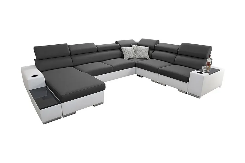 Kahundji Venstre Hjørnesovesofa 127x284 cm med Oppbevaring i Stoff, Antrasitt