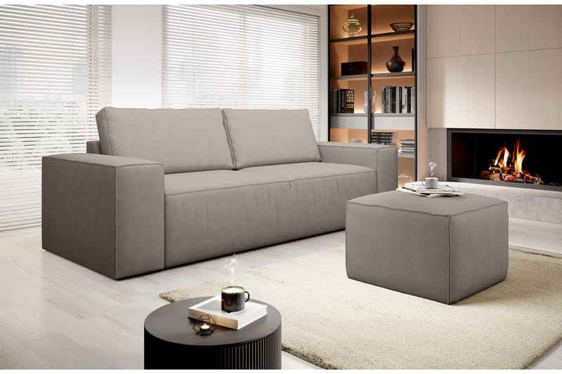 Kamli Sovesofa 3-seters med Oppbevaring - Beige - Sovesofaer - 3 seters sovesofa