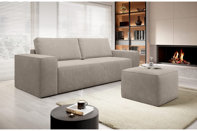 Kamli Sovesofa 3-seters med Oppbevaring - Beige - Møbler - Sofaer - Sovesofaer