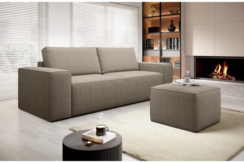 Kamli Sovesofa 3-seters med Oppbevaring - Beige - Møbler - Sofaer - Sovesofaer