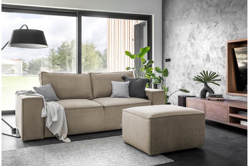 Kamli Sovesofa 3-seters med Oppbevaring - Beige - Møbler - Sofaer - Sovesofaer