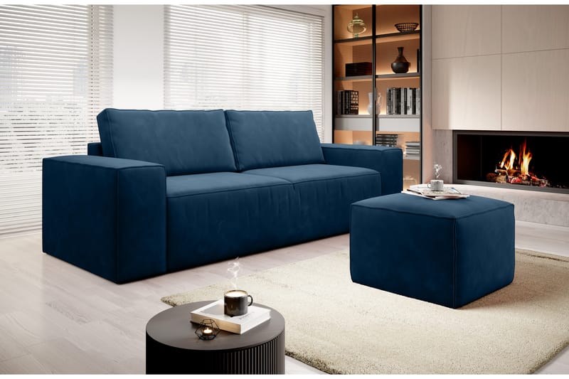 Kamli Sovesofa 3-seters med Oppbevaring - Blå - Møbler - Sofaer - Sovesofaer