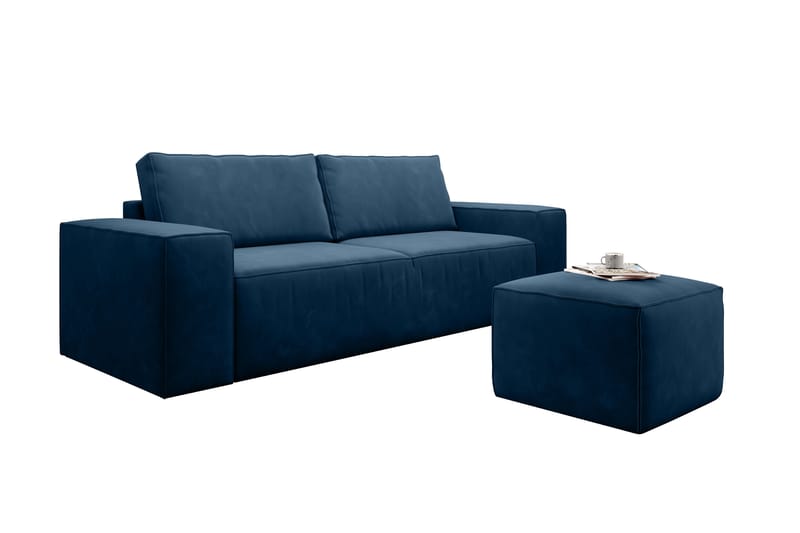 Kamli Sovesofa 3-seters med Oppbevaring - Blå - Møbler - Sofaer - Sovesofaer