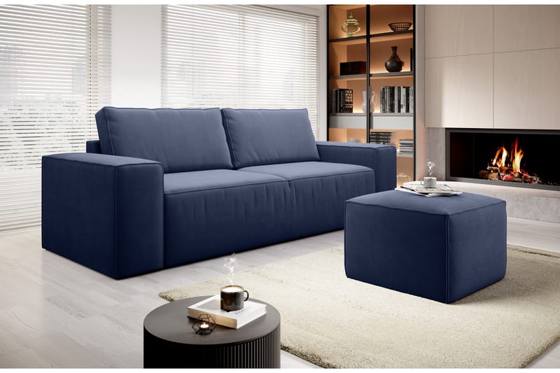 Kamli Sovesofa 3-seters med Oppbevaring - Blå - Møbler - Sofaer - Sovesofaer