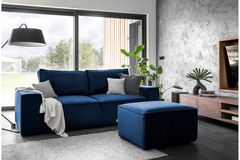 Kamli Sovesofa 3-seters med Oppbevaring - Blå - Møbler - Sofaer - Sovesofaer