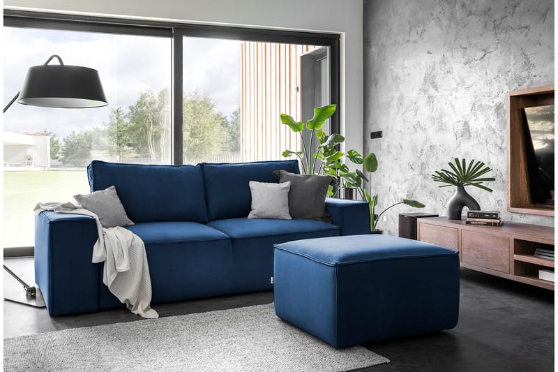Kamli Sovesofa 3-seters med Oppbevaring - Blå - Møbler - Sofaer - Sovesofaer