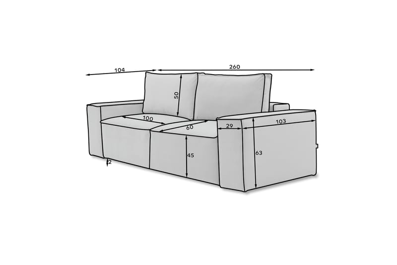 Kamli Sovesofa 3-seters med Oppbevaring - Brun - Sovesofaer - 3 seters sovesofa