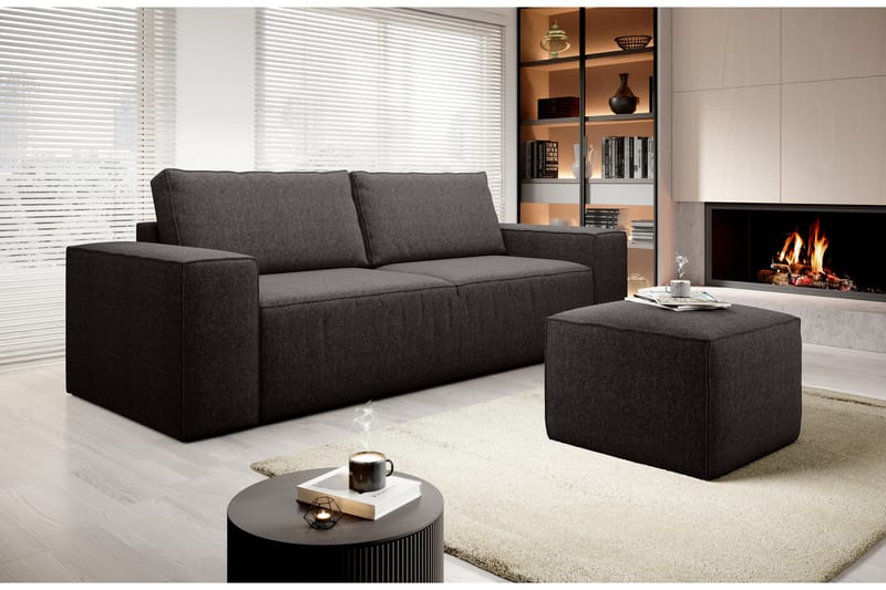 Kamli Sovesofa 3-seters med Oppbevaring - Brun - Sovesofaer - 3 seters sovesofa