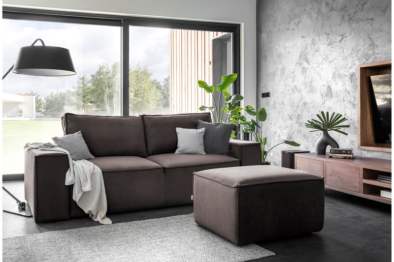 Kamli Sovesofa 3-seters med Oppbevaring - Brun - Sovesofaer - 3 seters sovesofa