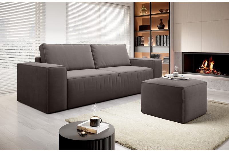 Kamli Sovesofa 3-seters med Oppbevaring - Brun - Sovesofaer - 3 seters sovesofa