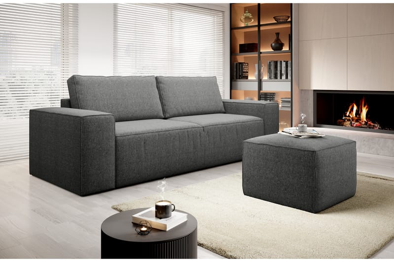 Kamli Sovesofa 3-seters med Oppbevaring - Grå - Møbler - Sofaer - Sovesofaer