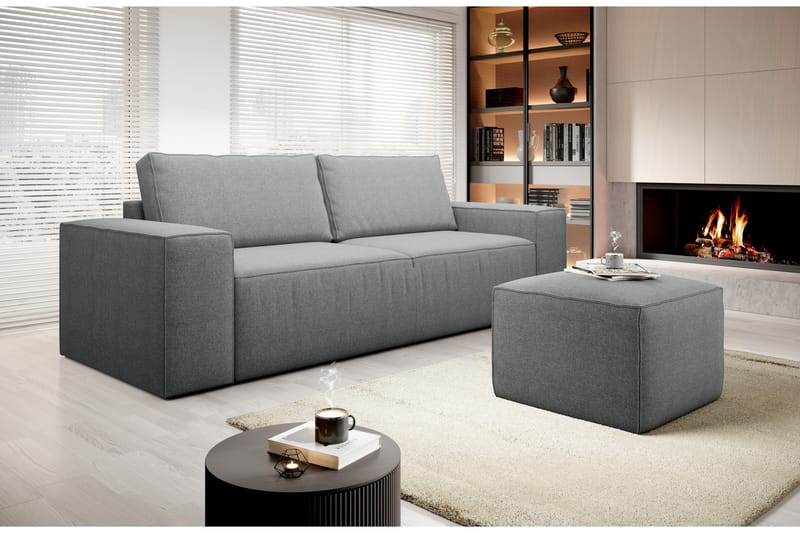 Kamli Sovesofa 3-seters med Oppbevaring - Grå - Møbler - Sofaer - Sovesofaer