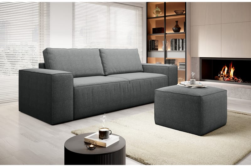 Kamli Sovesofa 3-seters med Oppbevaring - Grå - Møbler - Sofaer - Sovesofaer