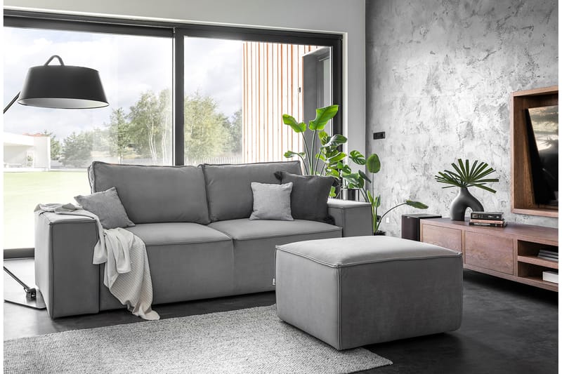 Kamli Sovesofa 3-seters med Oppbevaring - Grå - Møbler - Sofaer - Sovesofaer