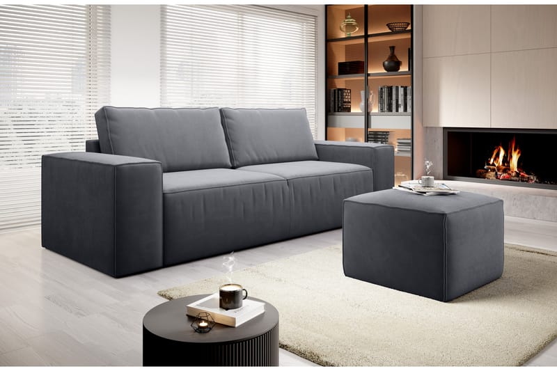Kamli Sovesofa 3-seters med Oppbevaring - Grå - Møbler - Sofaer - Sovesofaer