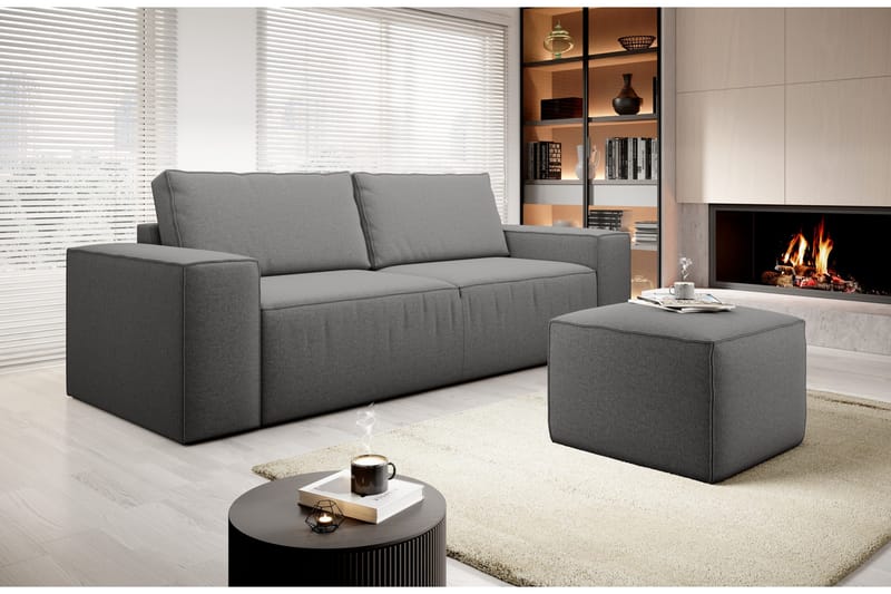 Kamli Sovesofa 3-seters med Oppbevaring - Grå - Møbler - Sofaer - Sovesofaer