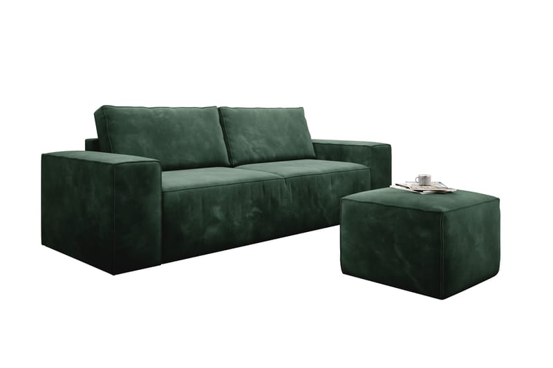 Kamli Sovesofa 3-seters med Oppbevaring - Grønn - Møbler - Sofaer - Sovesofaer