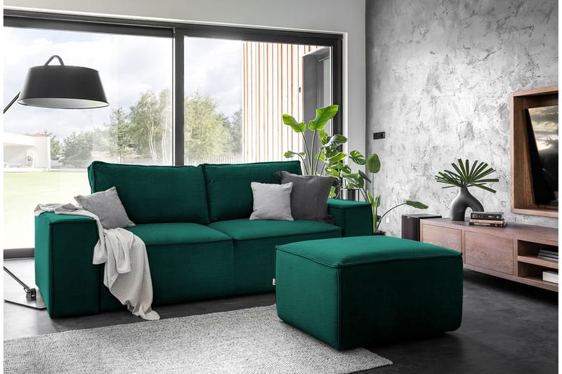 Kamli Sovesofa 3-seters med Oppbevaring - Grønn - Møbler - Sofaer - Sovesofaer