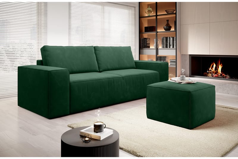 Kamli Sovesofa 3-seters med Oppbevaring - Grønn - Møbler - Sofaer - Sovesofaer