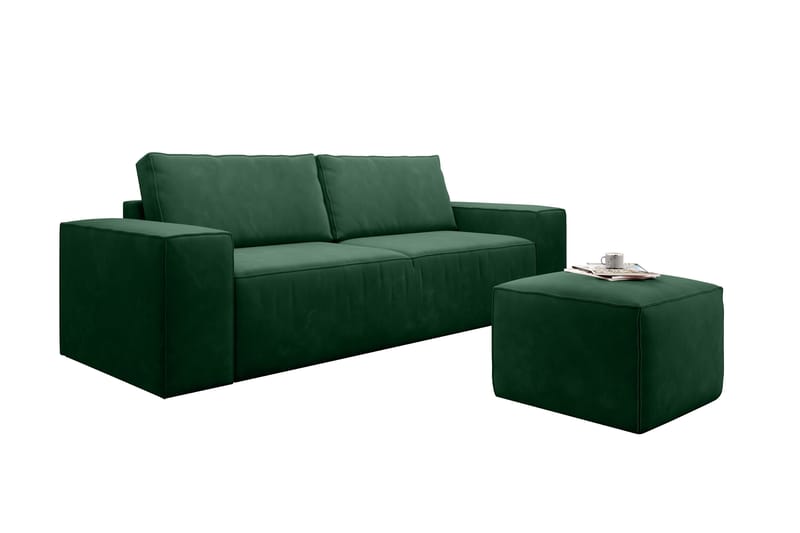 Kamli Sovesofa 3-seters med Oppbevaring - Grønn - Møbler - Sofaer - Sovesofaer